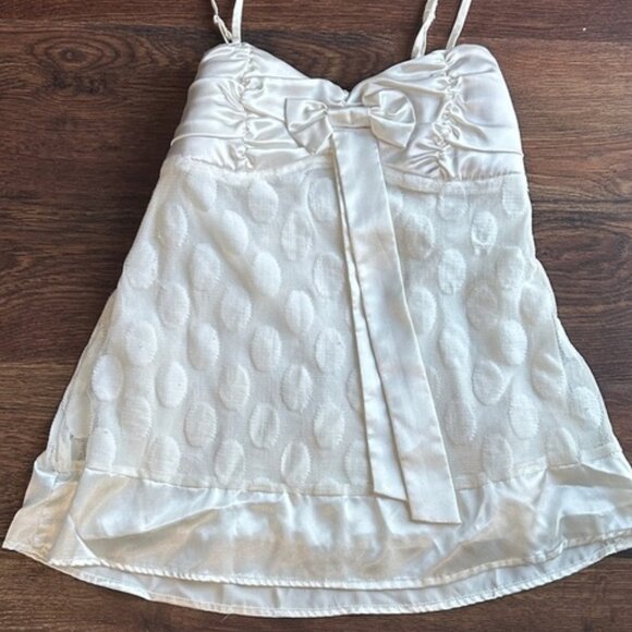 Tops - Ivory Tank Top with Bow | Baby Doll Style Tank Top | White Tank Top |